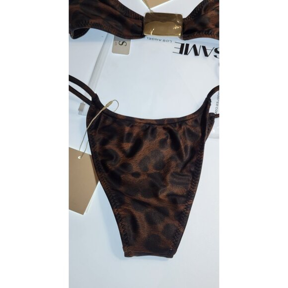 SAME LOS ANGELES BIKINY WOMENS Knotted Top / Bootom Small 90's Brown /Black - Picture 4 of 6